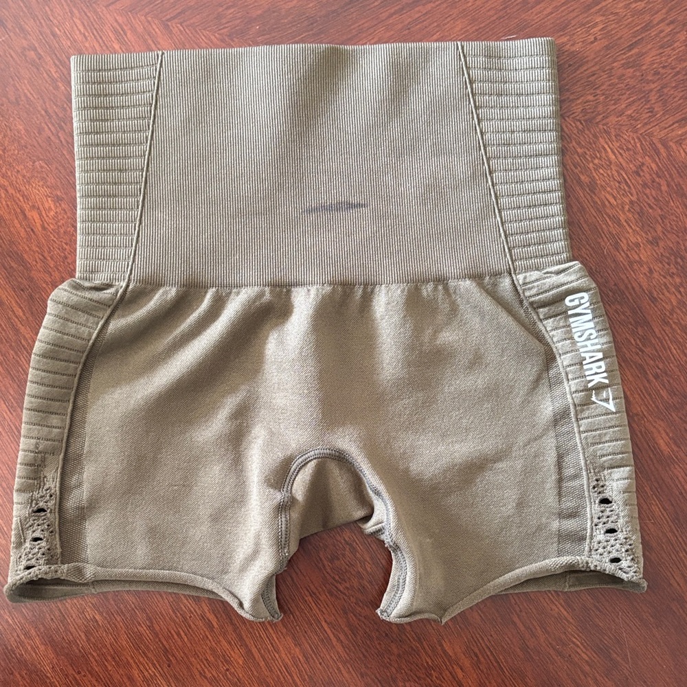 Gymshark High-Waist Olive Green Workout Shorts